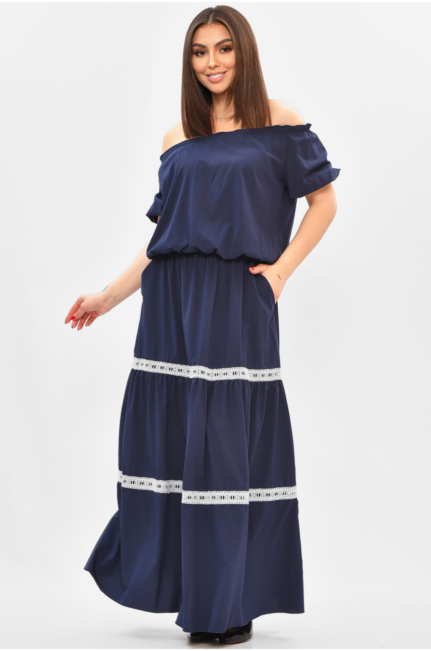 Платье женское полубатальное тёмно-синего цвета 8181 208825