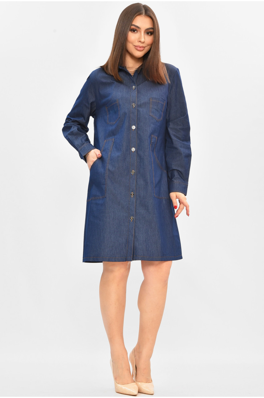 Платье женское полубатальное тёмно-синего цвета 4566 208829