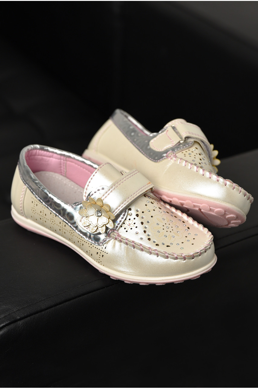 Мокасини дитячі для дівчинки білого кольору 18306-1 208843