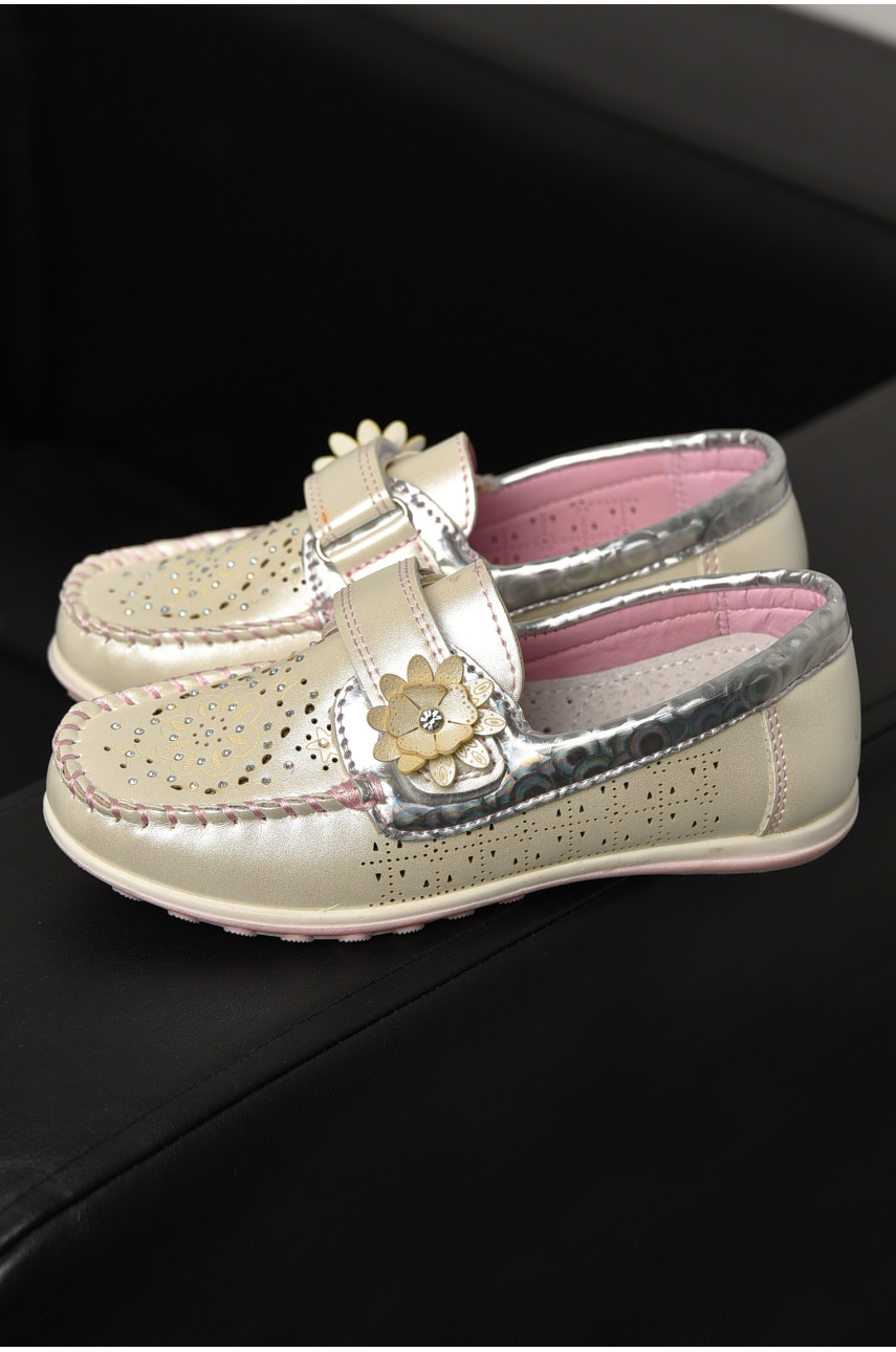 Мокасини дитячі для дівчинки білого кольору 18306-1 208843