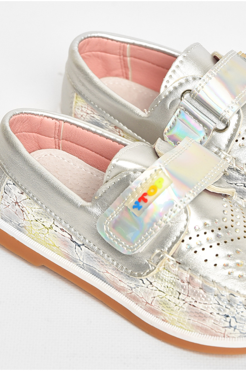 Мокасини дитячі для дівчинки сріблястого кольору 18303-21 208845 Мокасини дитячі для дівчинки сріблястого кольору 18303-21 208845