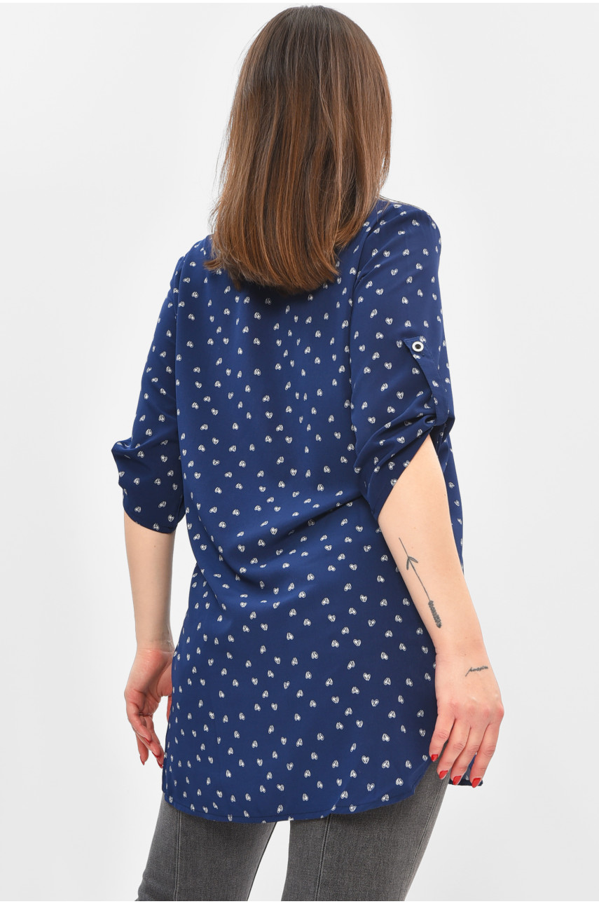 Рубашка женская полубатальная тёмно-синего цвета с принтом 8168 208846