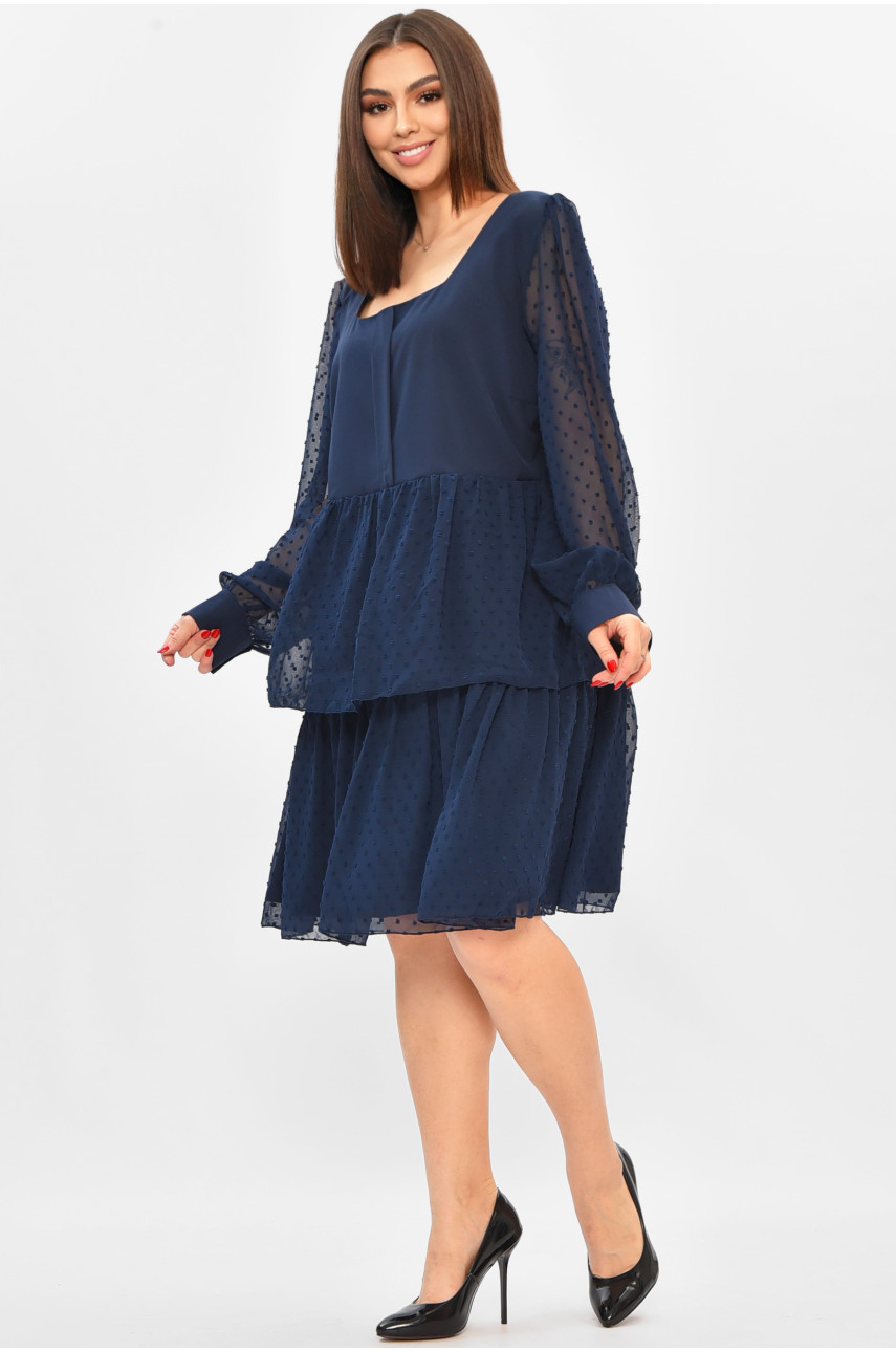 Платье женское полубатальное синего цвета 8357 208848