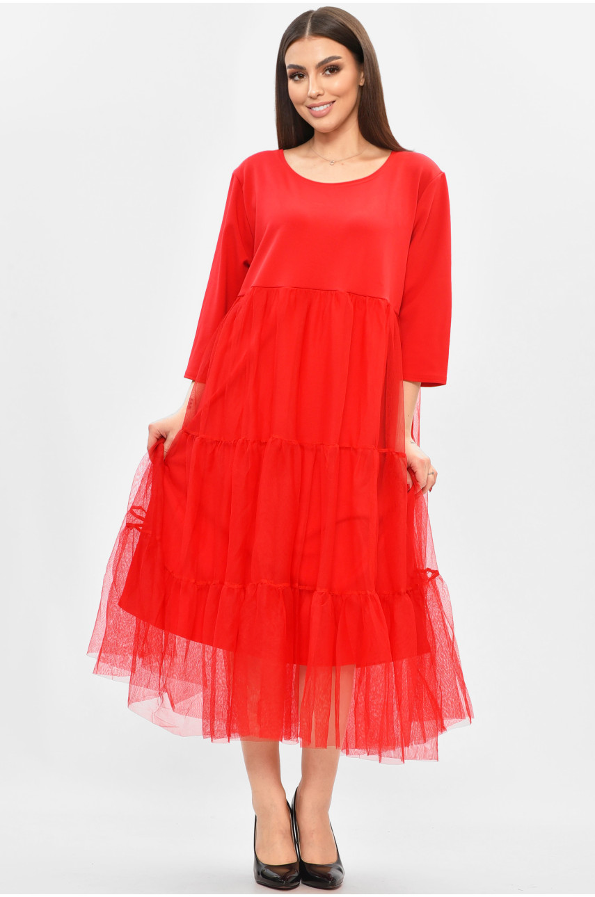 Платье женское батальное красного цвета 8425 208850