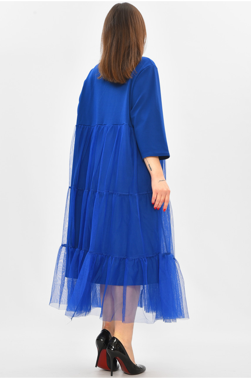 Сукня жіноча батальна синього кольору 8425 208851