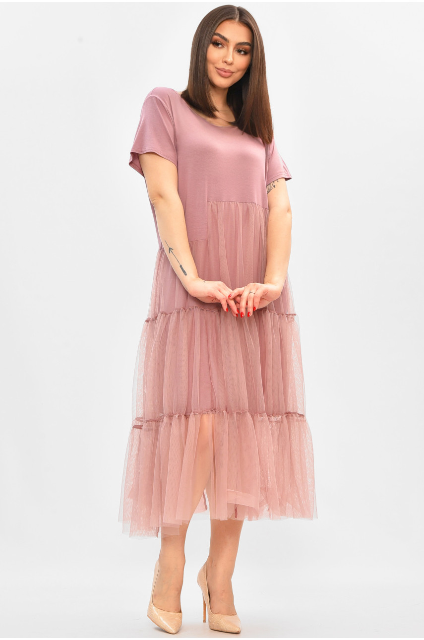Платье женское полубатальное светло-розового цвета 8425 208852