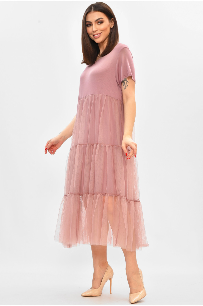 Платье женское полубатальное светло-розового цвета 8425 208852