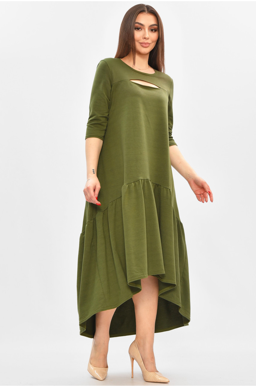 Платье женское полубатальное оливкового цвета 8336 208853