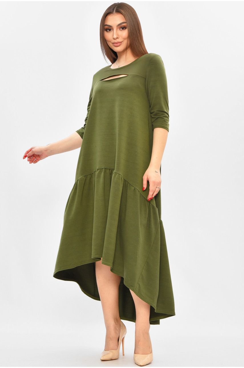 Платье женское полубатальное оливкового цвета 8336 208853