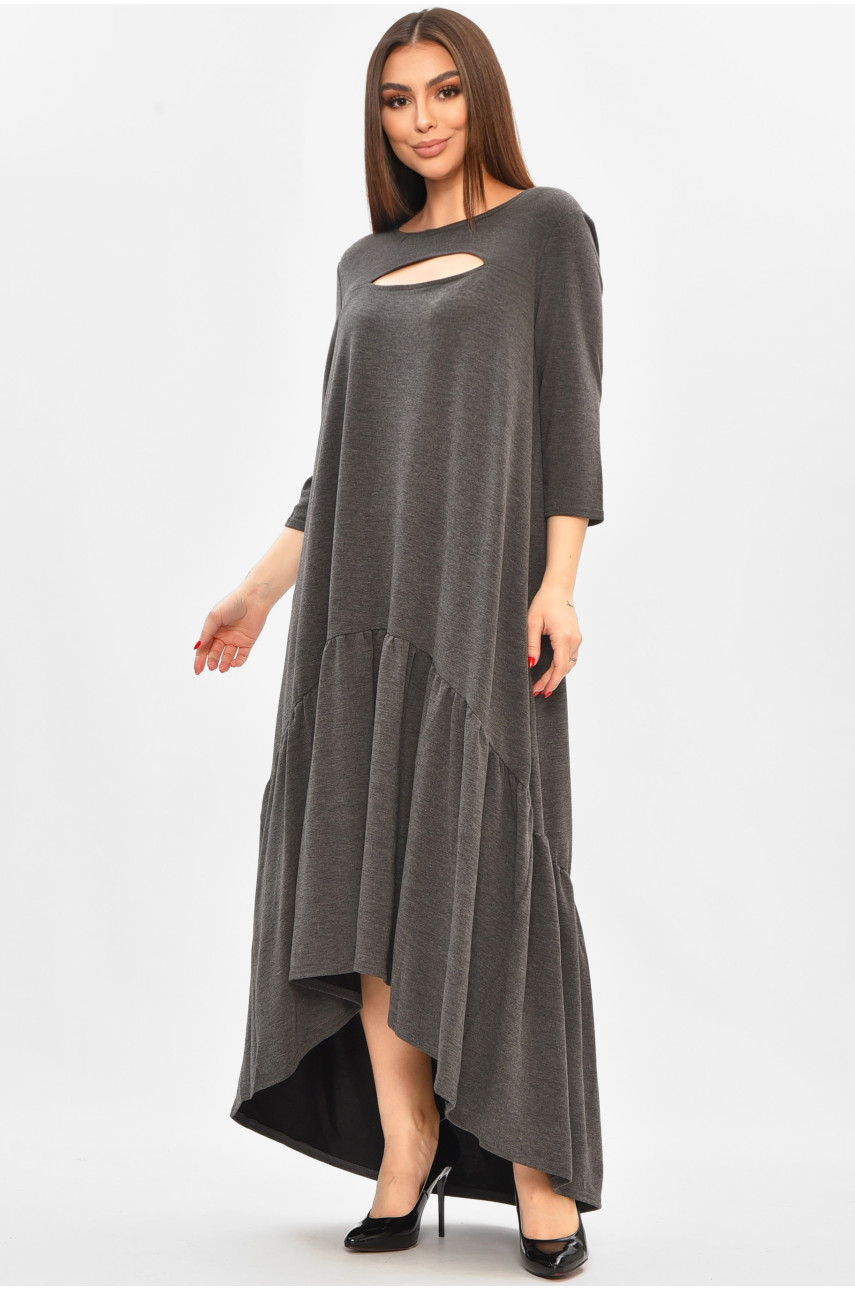 Платье женское полубатальное тёмно-серого цвета 8336 208855
