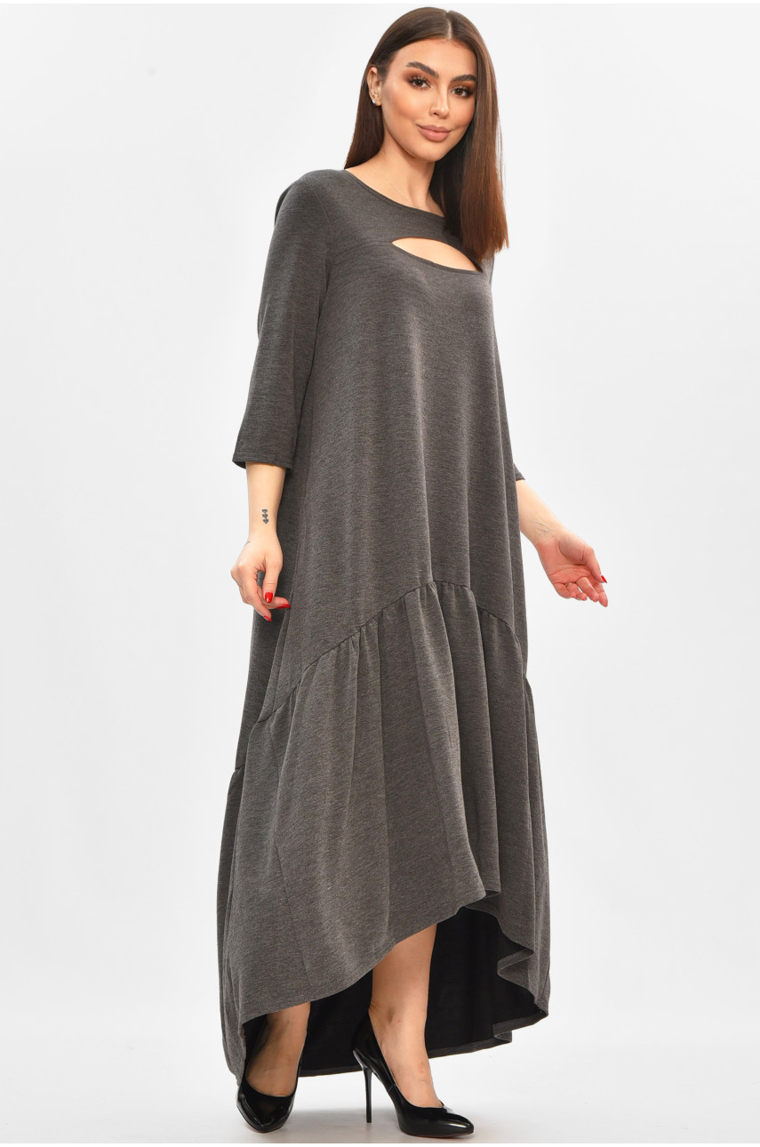 Платье женское полубатальное тёмно-серого цвета 8336 208855
