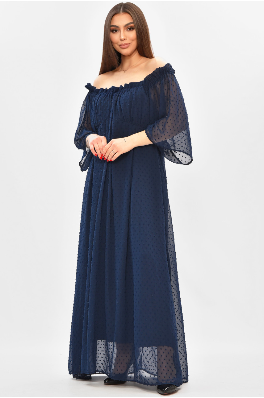 Платье женское полубатальное тёмно-синего цвета 208857