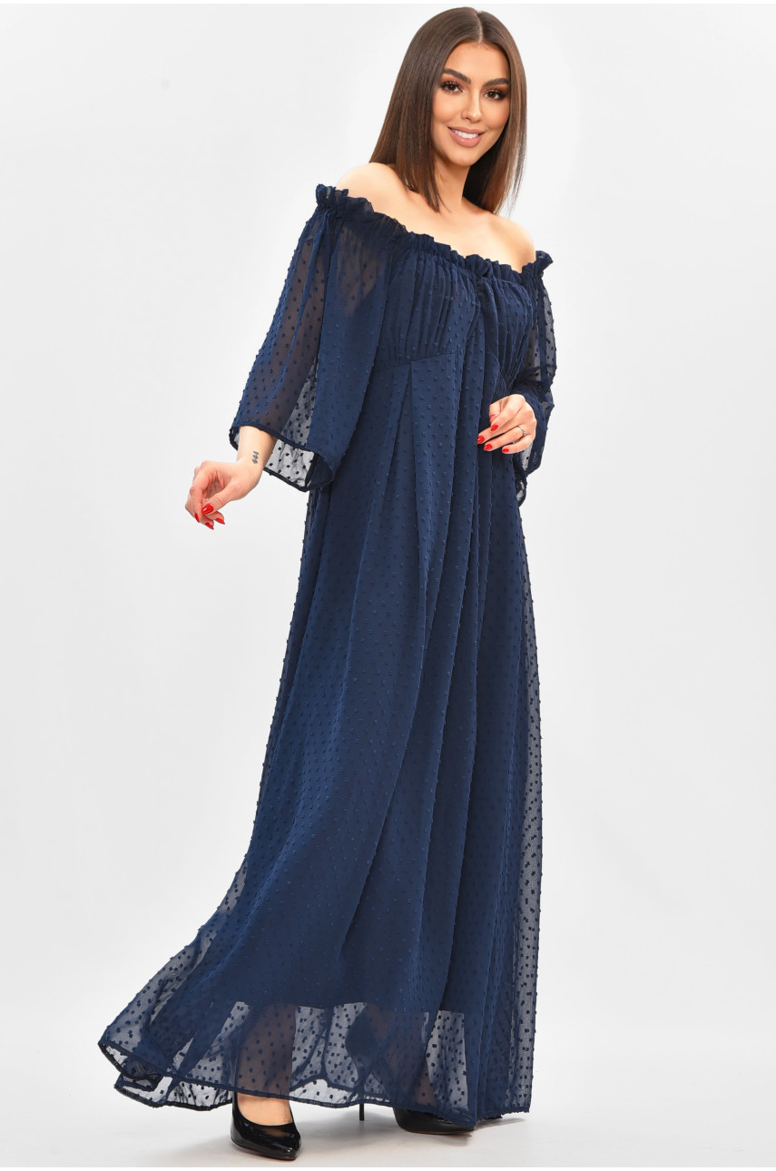 Платье женское полубатальное тёмно-синего цвета 208857