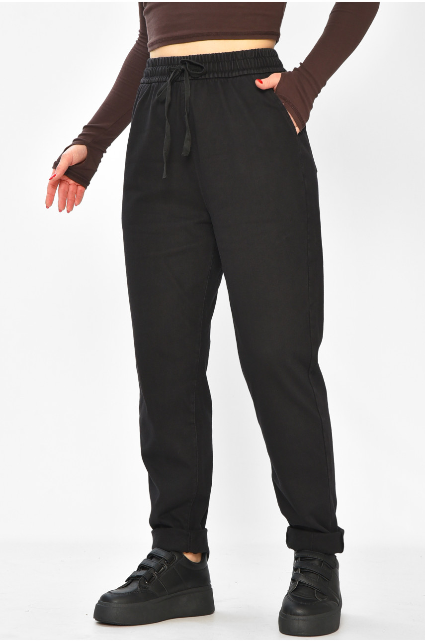 Штаны женские однотонные черного цвета 580-2 208870