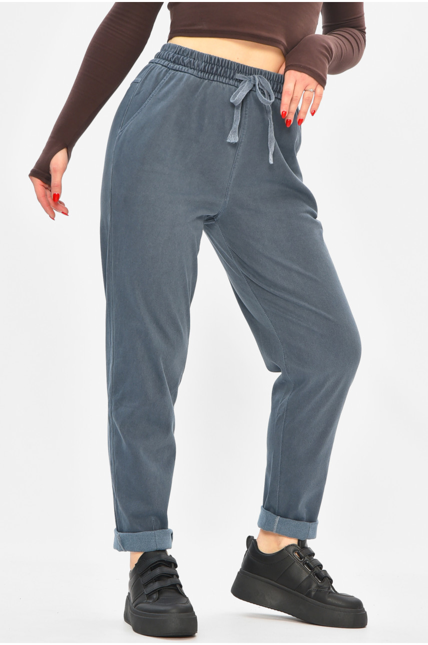 Штаны женские однотонные тёмно-синего цвета 580-2 208872