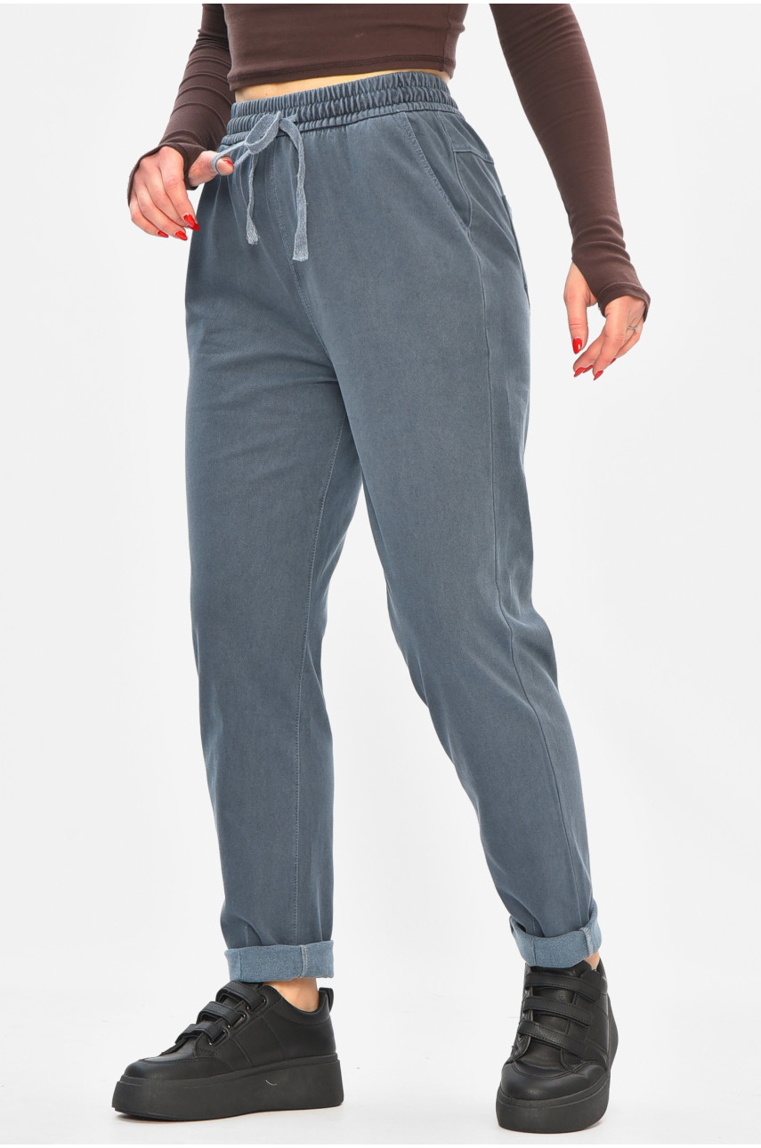 Штаны женские однотонные тёмно-синего цвета 580-2 208872