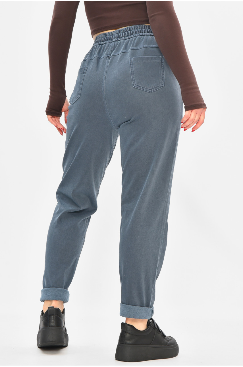 Штаны женские однотонные тёмно-синего цвета 580-2 208872