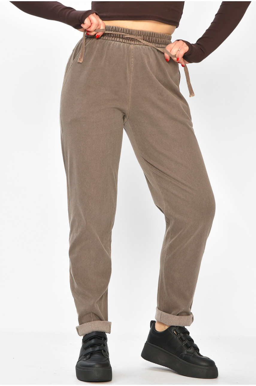 Штаны женские однотонные коричневого цвета 580-2 208873