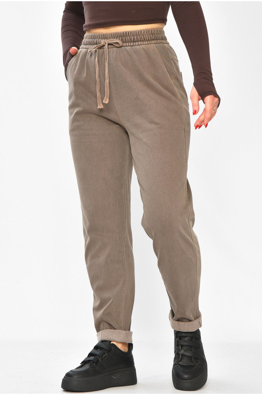 Штаны женские однотонные коричневого цвета 580-2 208873