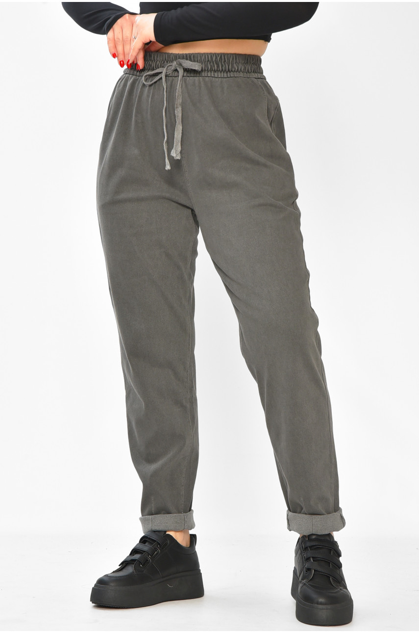 Штаны женские однотонные тёмно-серого цвета 580-2 208874