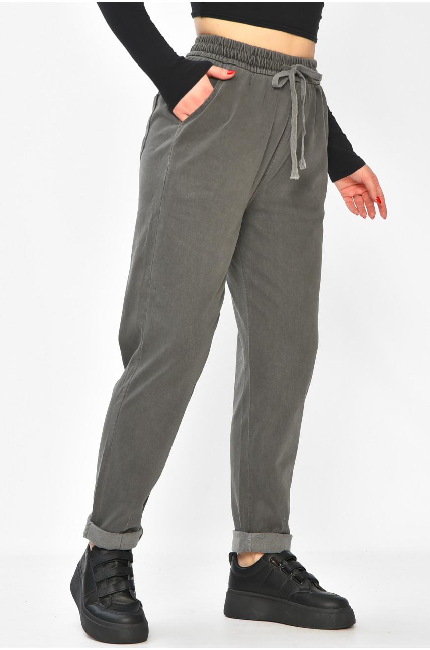 Штаны женские однотонные тёмно-серого цвета 580-2 208874