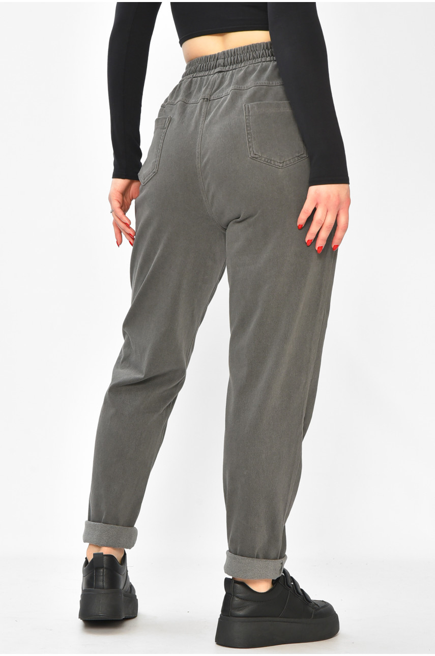 Штаны женские однотонные тёмно-серого цвета 580-2 208874