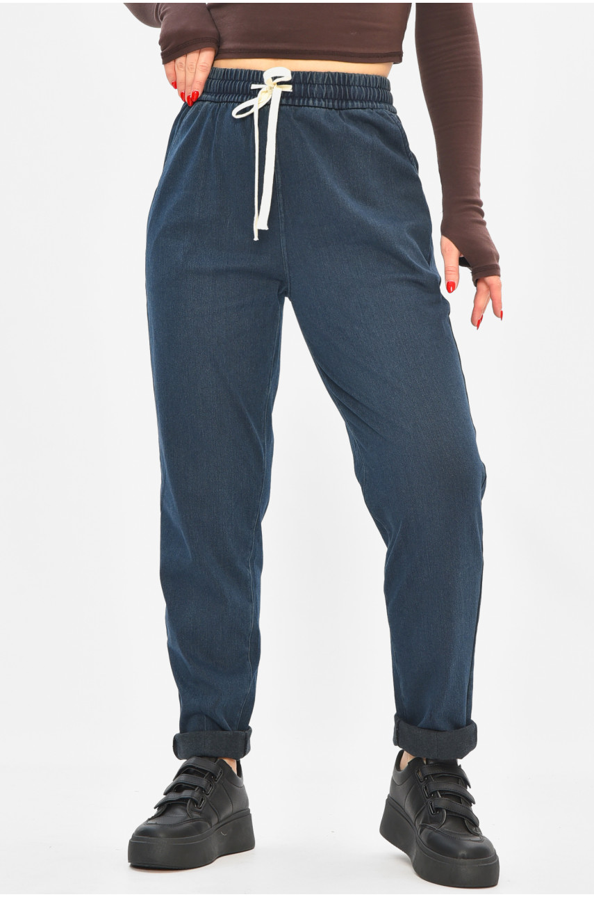 Штаны женские однотонные тёмно-синего цвета 580-2 208875