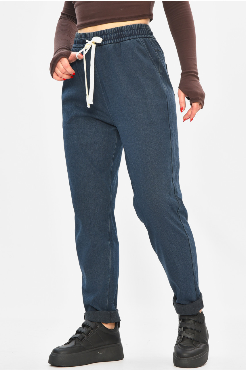 Штаны женские однотонные тёмно-синего цвета 580-2 208875