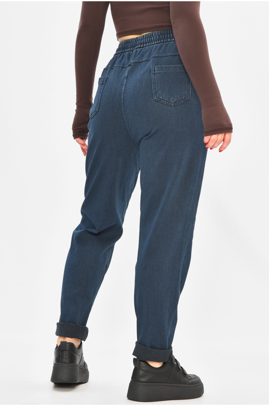 Штаны женские однотонные тёмно-синего цвета 580-2 208875