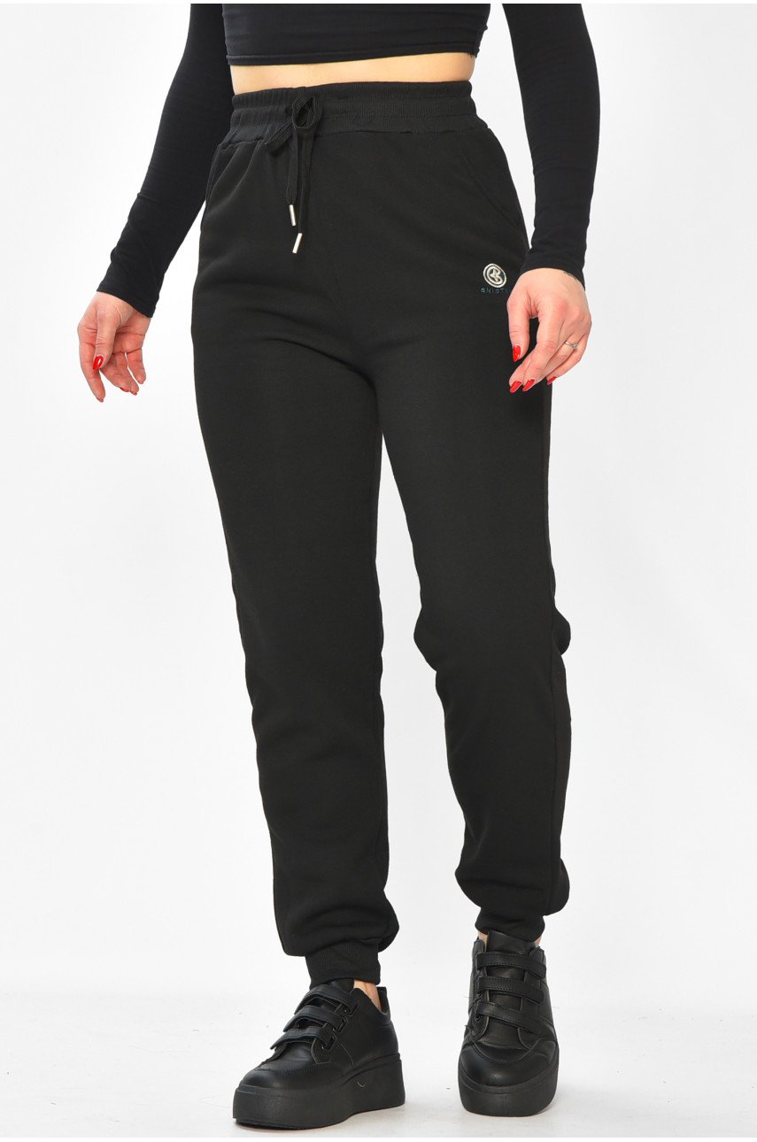 Спортивные штаны женские на флисе черного цвета С103-1 208876