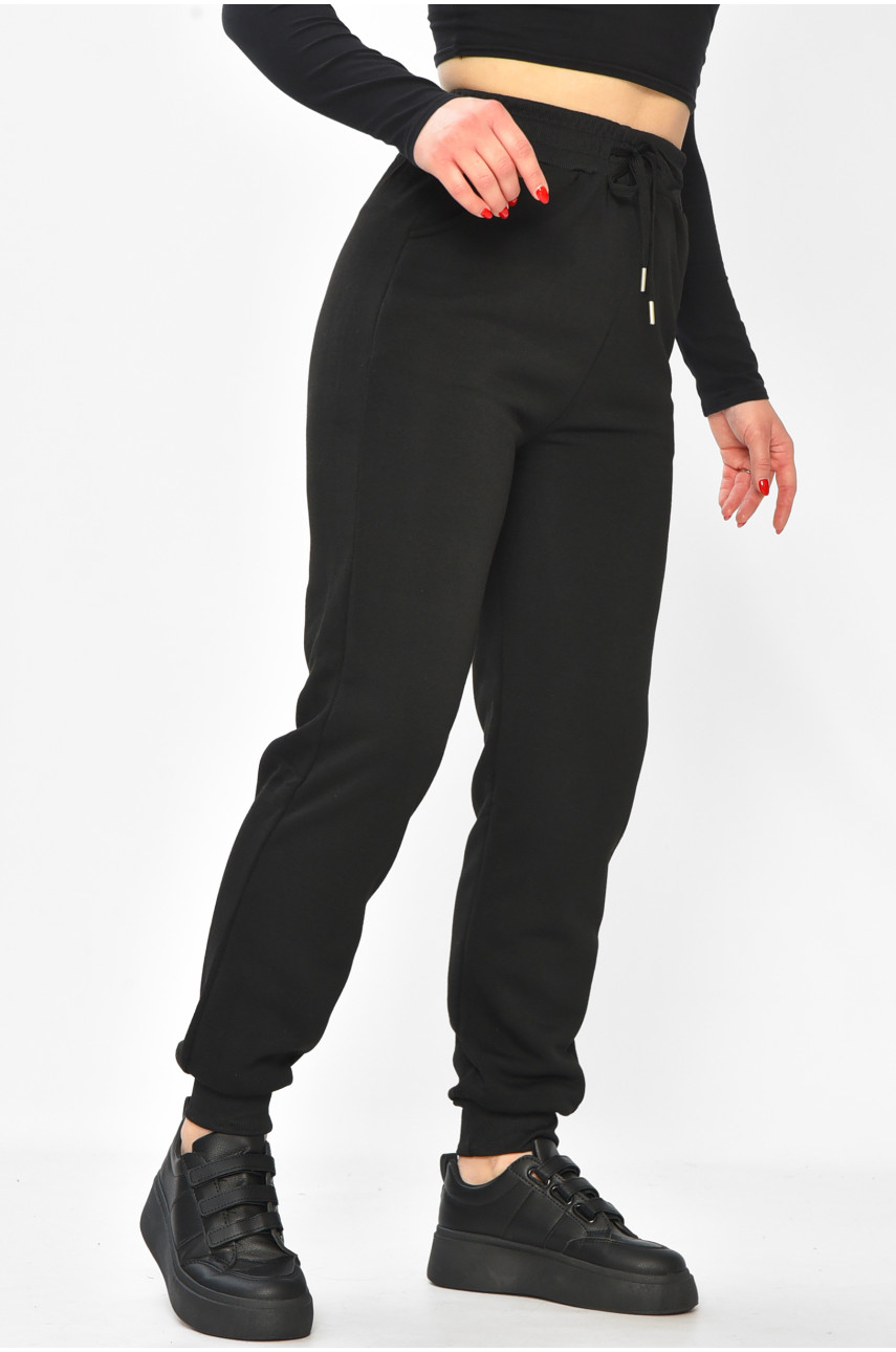 Спортивные штаны женские на флисе черного цвета С103-1 208876