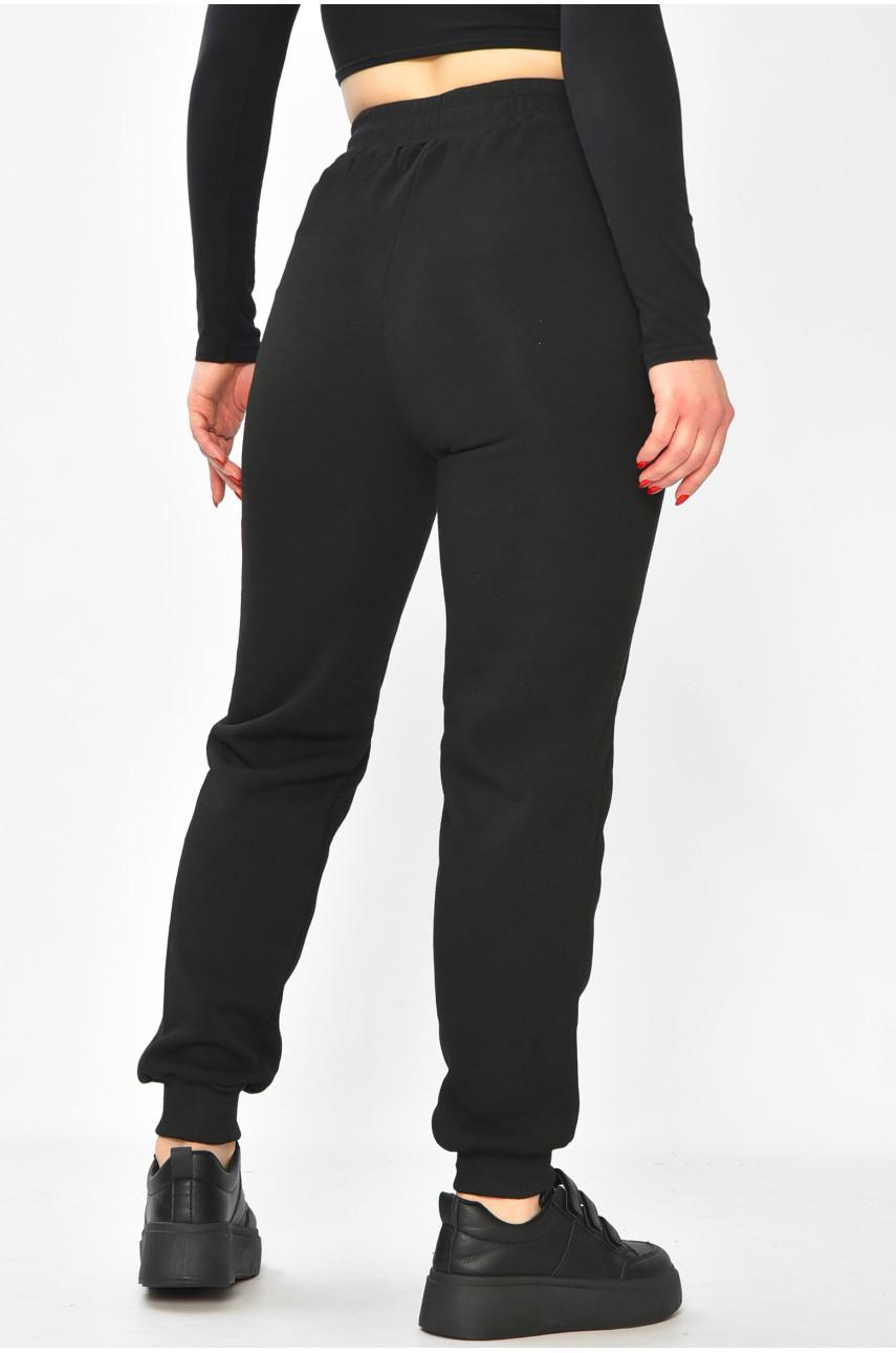 Спортивные штаны женские на флисе черного цвета С103-1 208876
