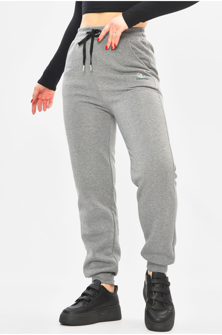 Спортивные штаны женские на флисе серого цвета С103-1 208877