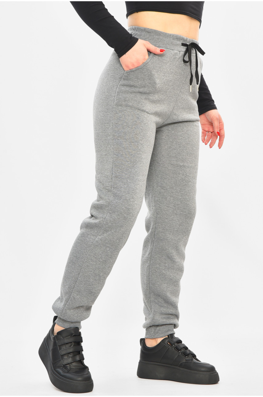 Спортивные штаны женские на флисе серого цвета С103-1 208877