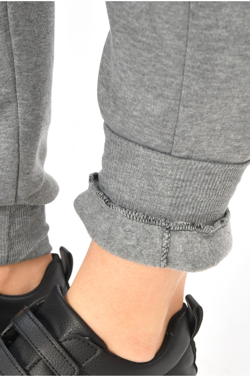 Спортивные штаны женские на флисе серого цвета С103-1 208877