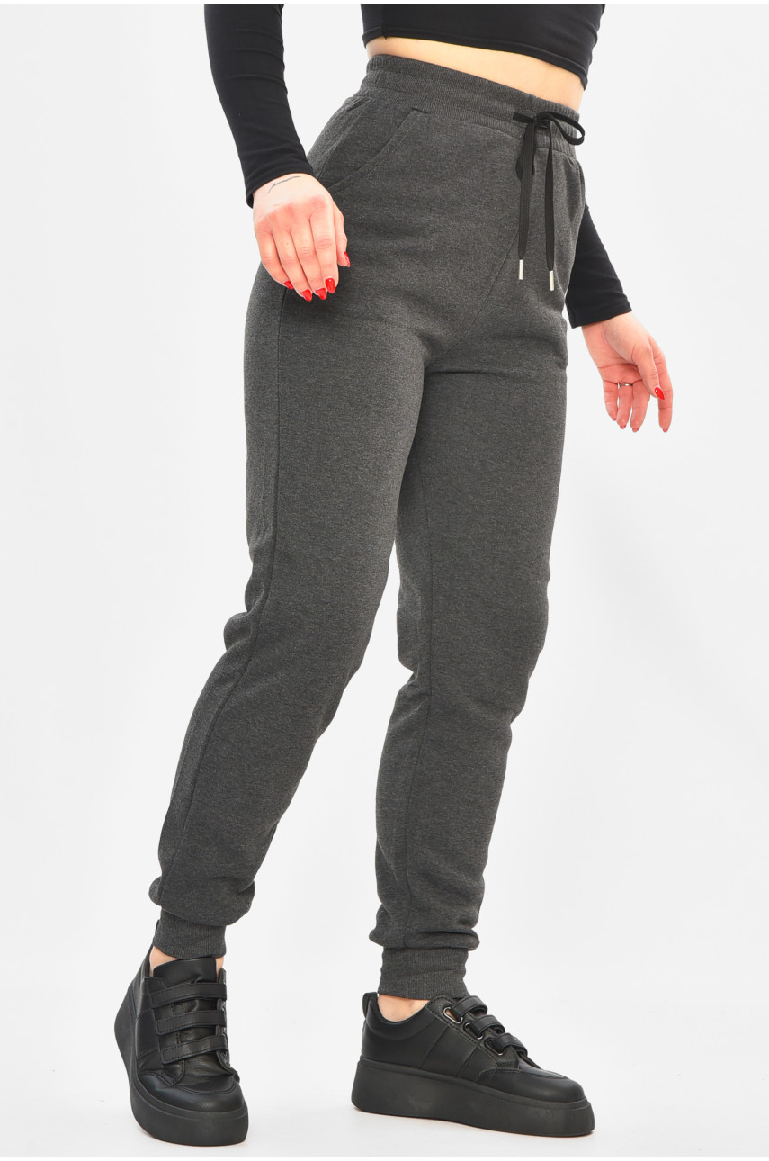 Спортивные штаны женские на флисе тёмно-серого цвета С103-1 208878