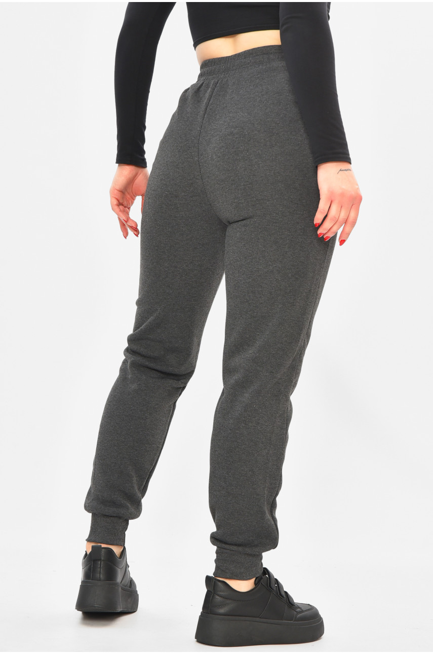 Спортивные штаны женские на флисе тёмно-серого цвета С103-1 208878
