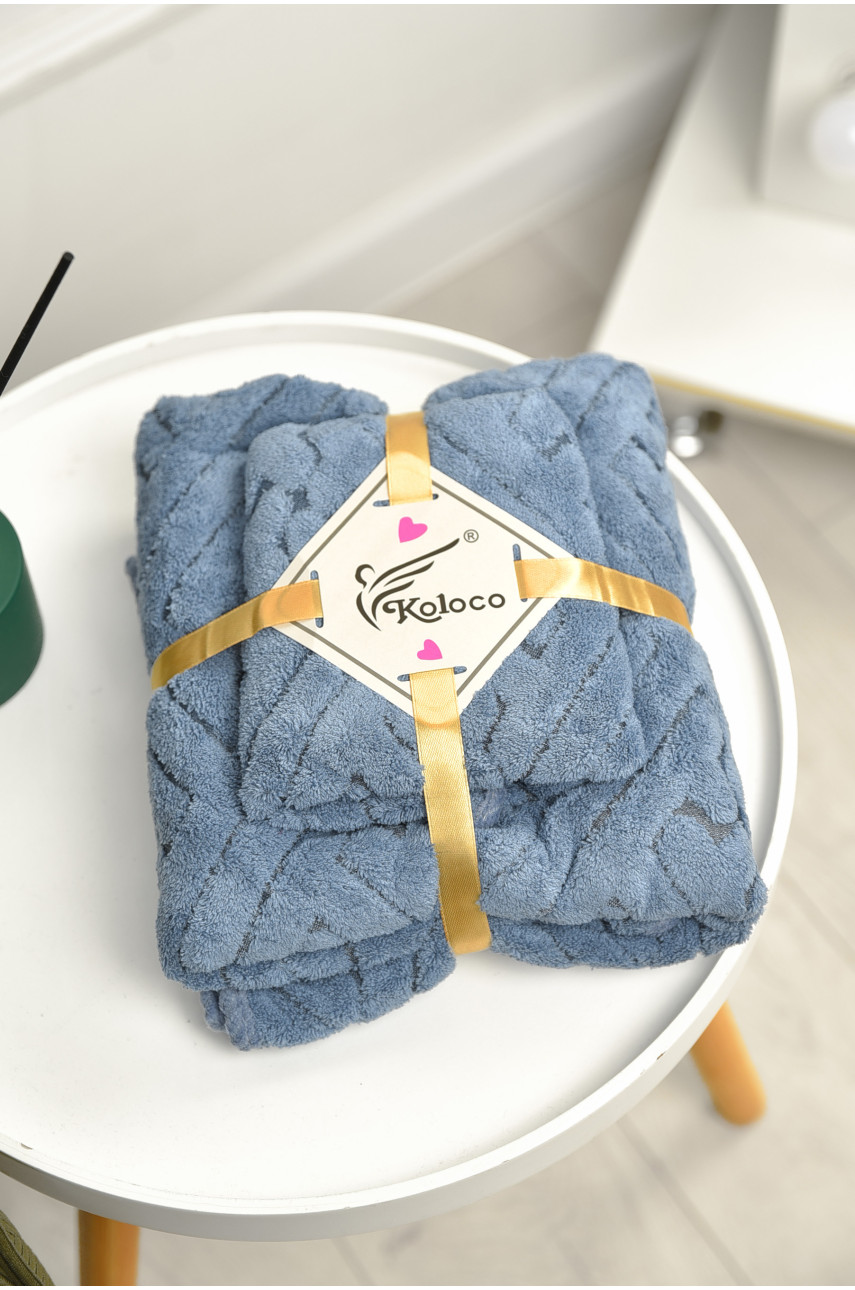 Набор однотонных полотенец из микрофибры банное+для лица голубого цвета 98-837 208886