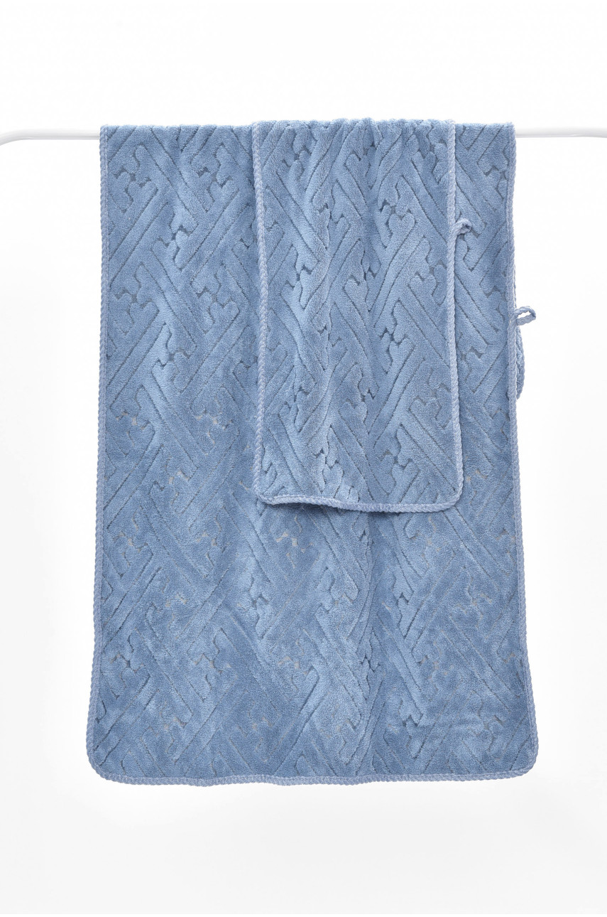 Набор однотонных полотенец из микрофибры банное+для лица голубого цвета 98-837 208886