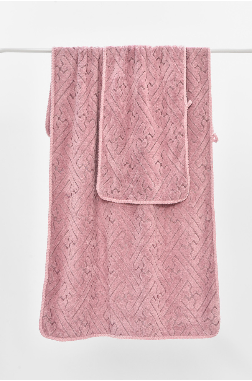 Набор однотонных полотенец из микрофибры банное+для лица розового цвета 98-837 208887