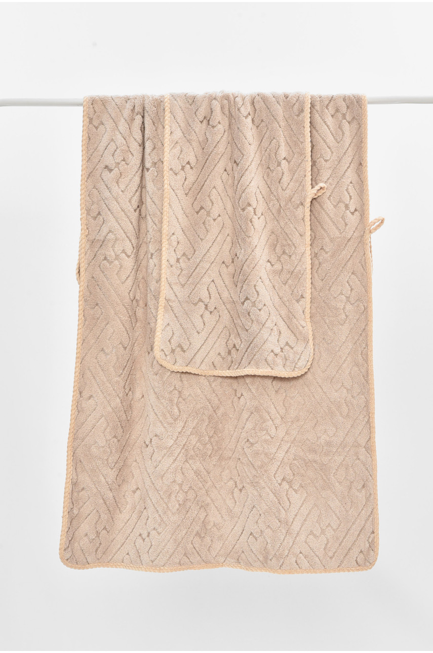 Набор однотонных полотенец из микрофибры банное+для лица бежевого цвета 98-837 208888