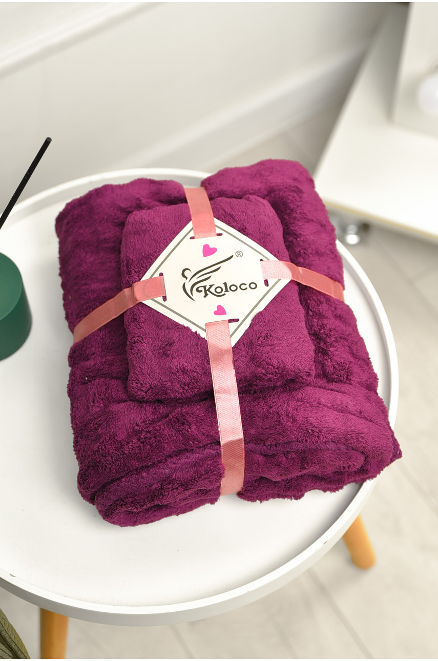 Набор однотонных полотенец из микрофибры банное+для лица фиолетового цвета 98-792 208889