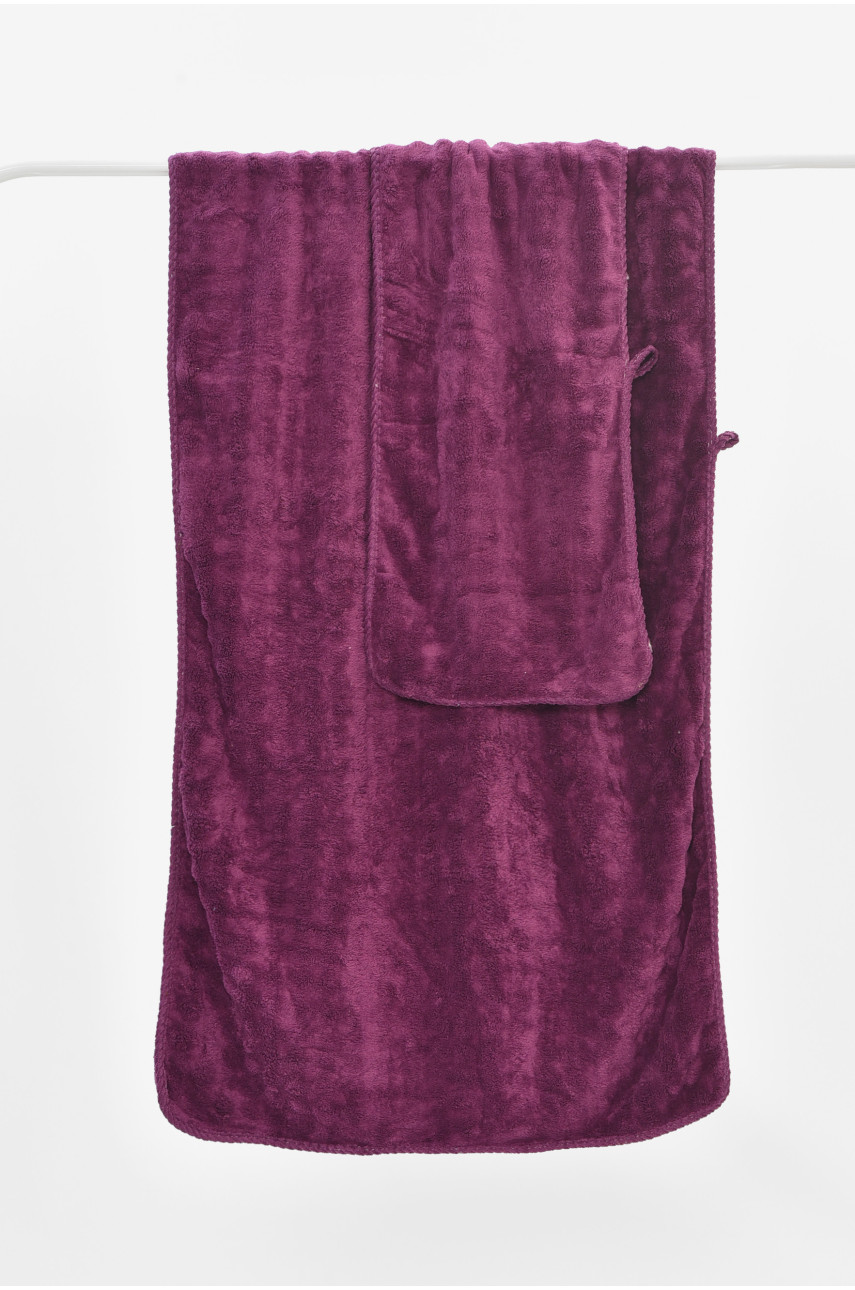 Набор однотонных полотенец из микрофибры банное+для лица фиолетового цвета 98-792 208889