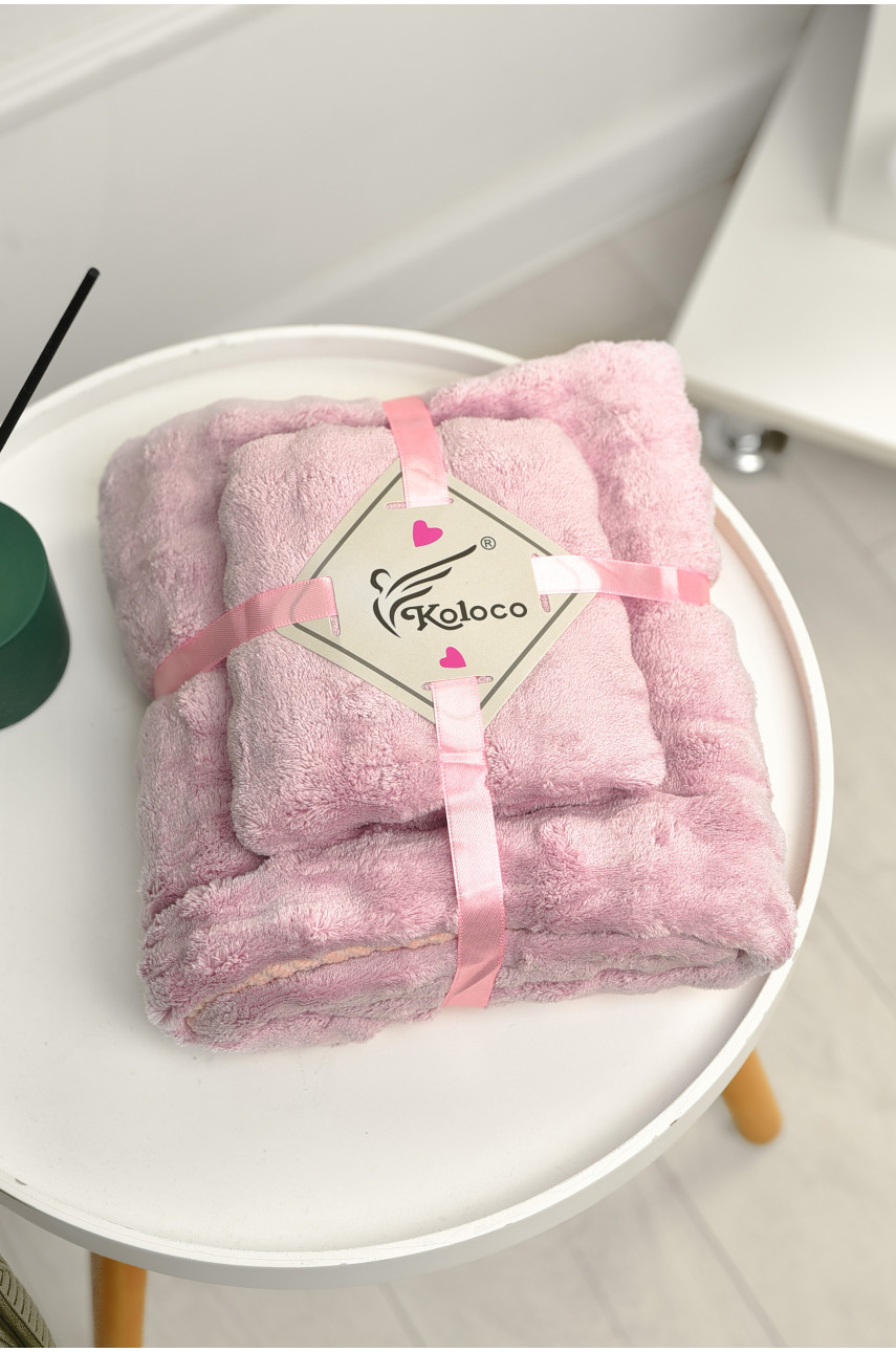 Набор однотонных полотенец из микрофибры банное+для лица светло-сиреневого цвета 98-792 208891