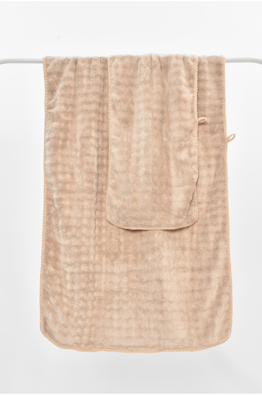 Набор однотонных полотенец из микрофибры банное+для лица светло-бежевого цвета 98-792 208893