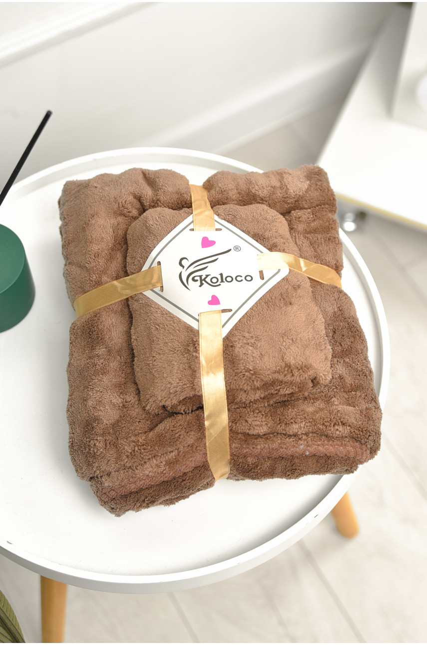 Набор однотонных полотенец из микрофибры банное+для лица коричневого цвета 98-792 208896