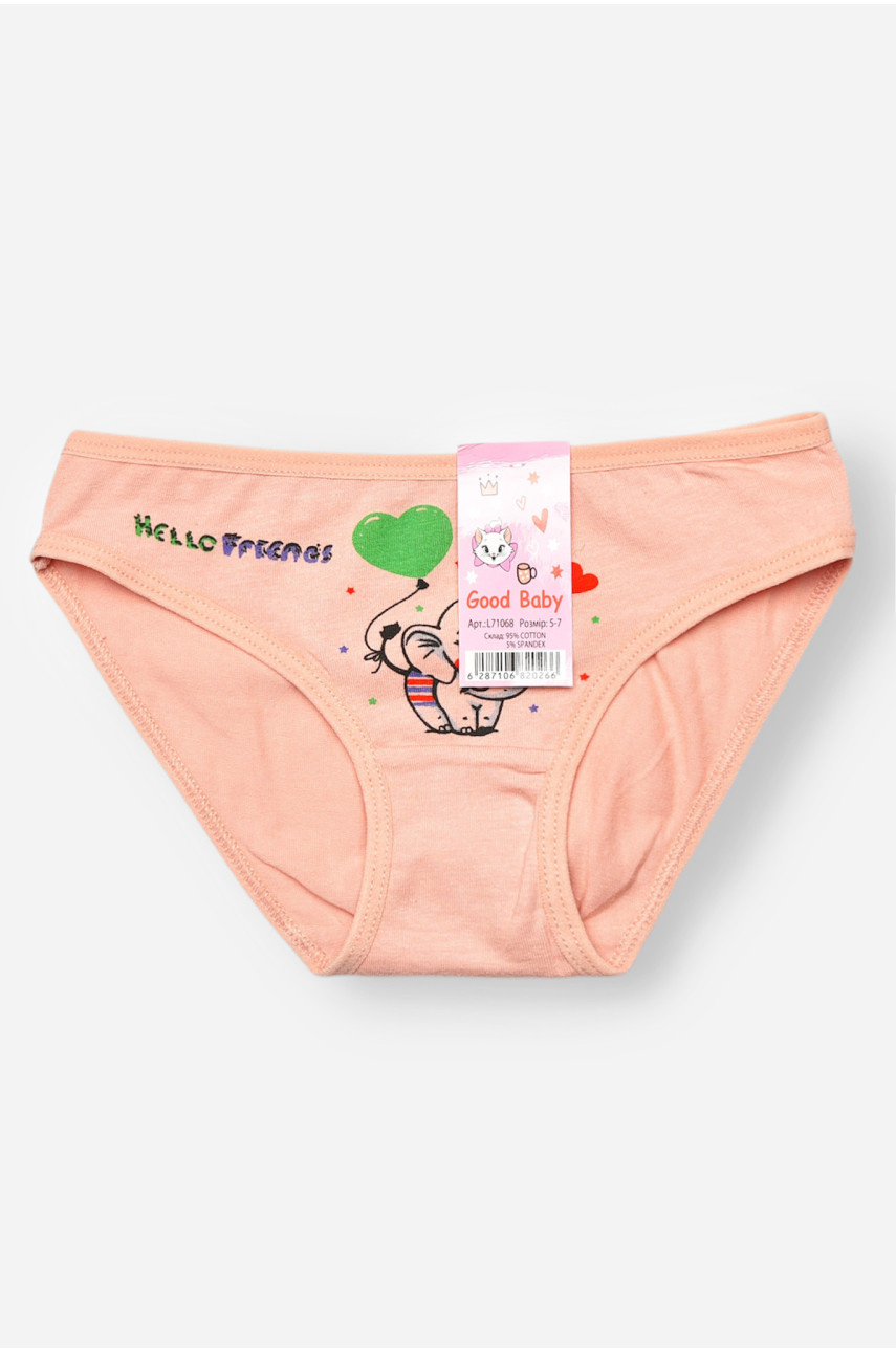 Трусики детские для девочки пудрового цвета с принтом L71098 208943