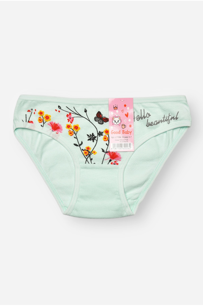Трусики детские для девочки мятного цвета с принтом L71066 208947