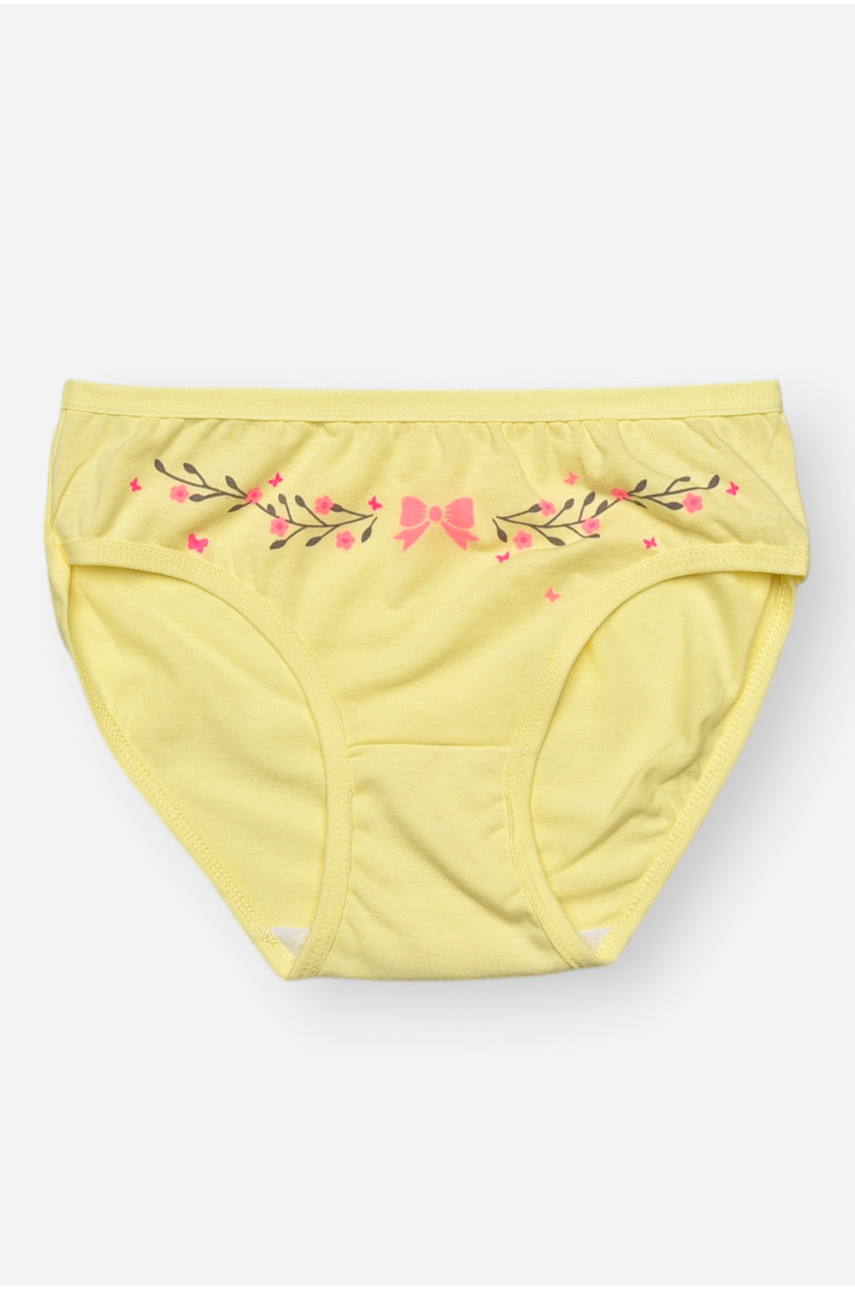 Трусики детские для девочки желтого цвета с принтом 1234 208992