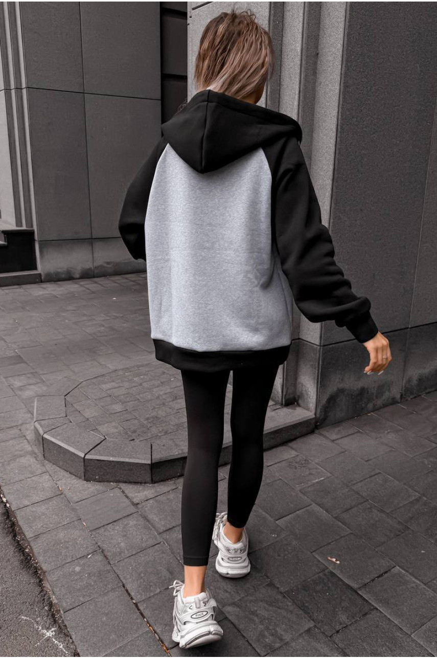 Худи женское на флисе серого цвета 5009 209006